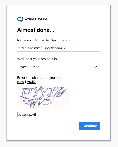 Name your Azure DevOps organization