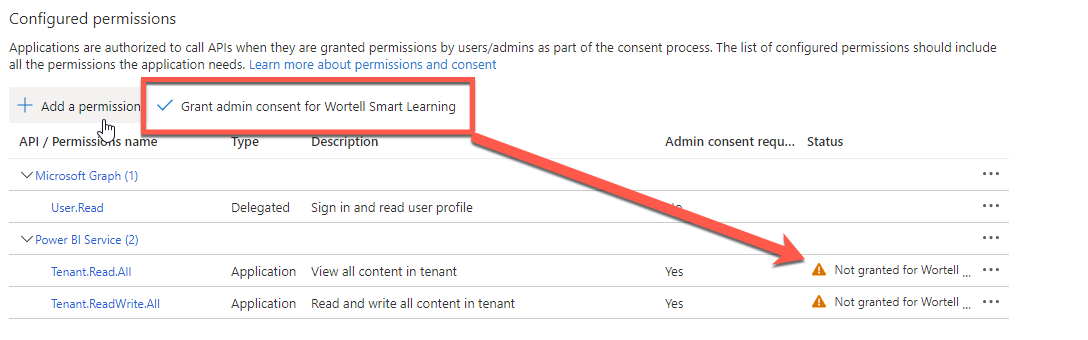 Grant admin consent