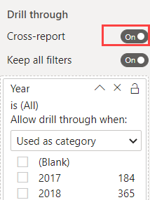 Enable cross report drillthrough in target report